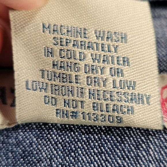 ☔️🔹️Vintage Paris Blues Denim Buttoned Jean Jacket w/Chest Pockets Large - Picture 11 of 11